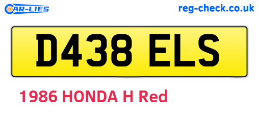 D438ELS are the vehicle registration plates.