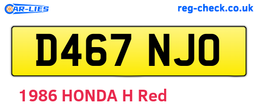 D467NJO are the vehicle registration plates.