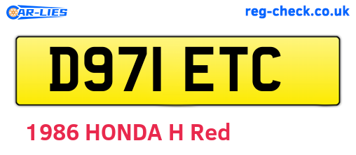 D971ETC are the vehicle registration plates.