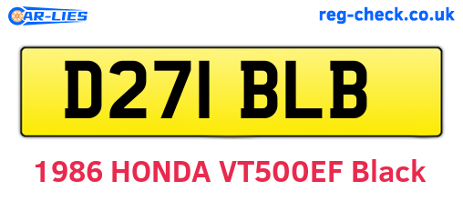 D271BLB are the vehicle registration plates.