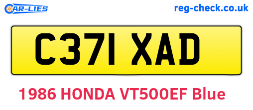 C371XAD are the vehicle registration plates.
