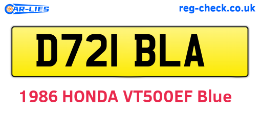 D721BLA are the vehicle registration plates.