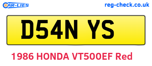 D54NYS are the vehicle registration plates.