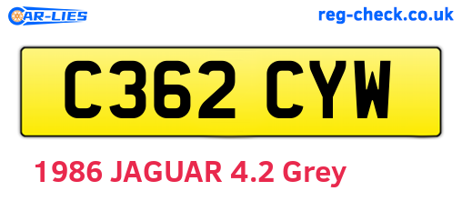 C362CYW are the vehicle registration plates.
