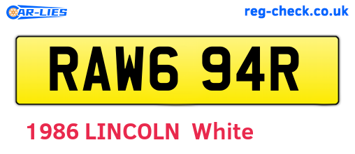 RAW694R are the vehicle registration plates.