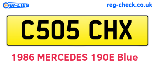 C505CHX are the vehicle registration plates.