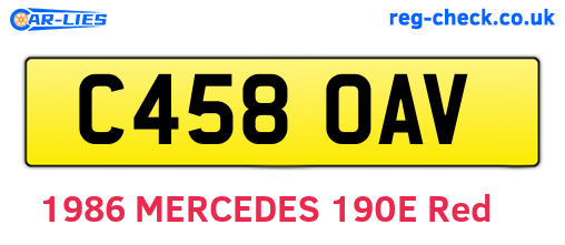 C458OAV are the vehicle registration plates.