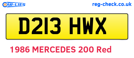 D213HWX are the vehicle registration plates.