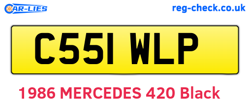 C551WLP are the vehicle registration plates.