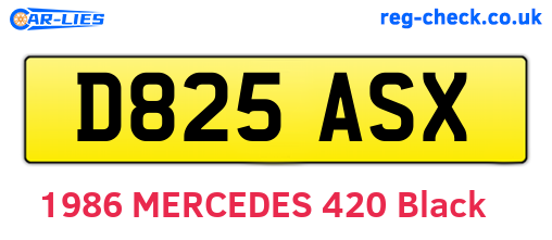 D825ASX are the vehicle registration plates.