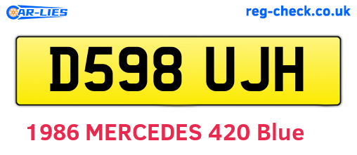 D598UJH are the vehicle registration plates.