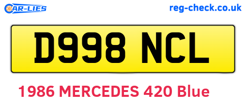 D998NCL are the vehicle registration plates.