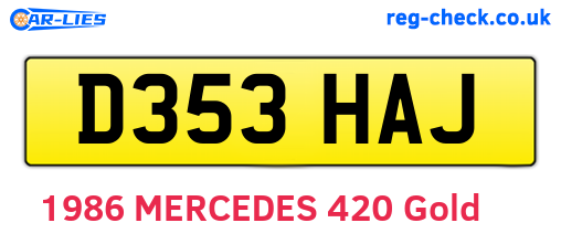 D353HAJ are the vehicle registration plates.
