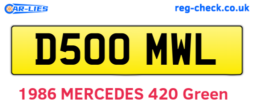 D500MWL are the vehicle registration plates.