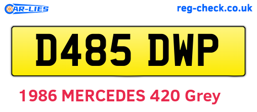 D485DWP are the vehicle registration plates.