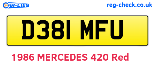 D381MFU are the vehicle registration plates.