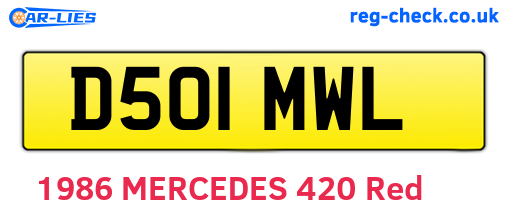 D501MWL are the vehicle registration plates.