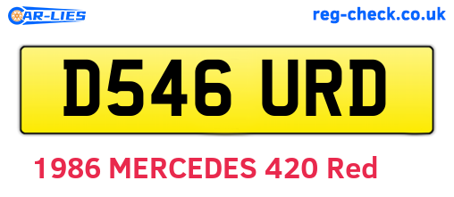 D546URD are the vehicle registration plates.