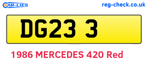 DG233 are the vehicle registration plates.