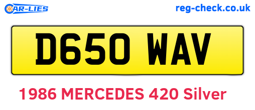 D650WAV are the vehicle registration plates.