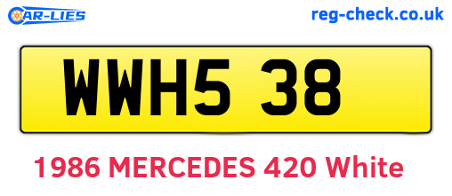 WWH538 are the vehicle registration plates.