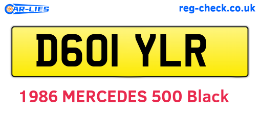 D601YLR are the vehicle registration plates.
