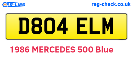 D804ELM are the vehicle registration plates.