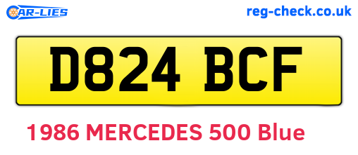 D824BCF are the vehicle registration plates.