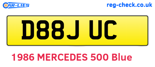 D88JUC are the vehicle registration plates.