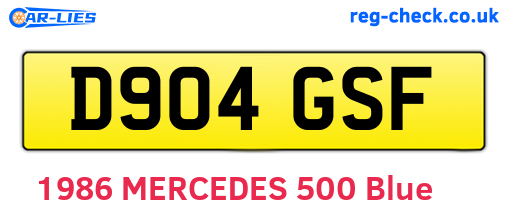 D904GSF are the vehicle registration plates.