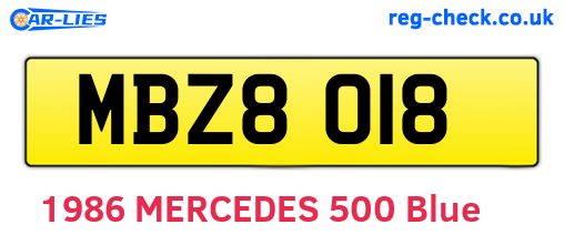 MBZ8018 are the vehicle registration plates.