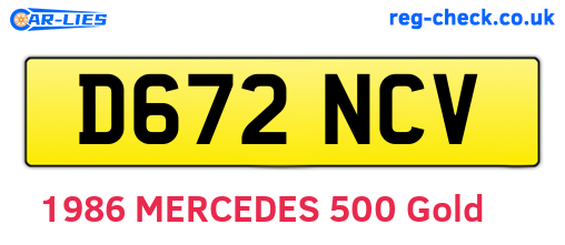 D672NCV are the vehicle registration plates.