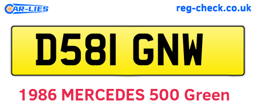D581GNW are the vehicle registration plates.