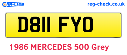 D811FYO are the vehicle registration plates.