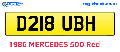 D218UBH are the vehicle registration plates.