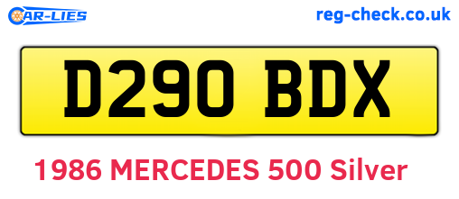 D290BDX are the vehicle registration plates.