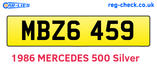MBZ6459 are the vehicle registration plates.