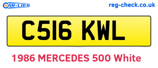C516KWL are the vehicle registration plates.