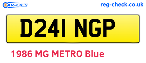 D241NGP are the vehicle registration plates.