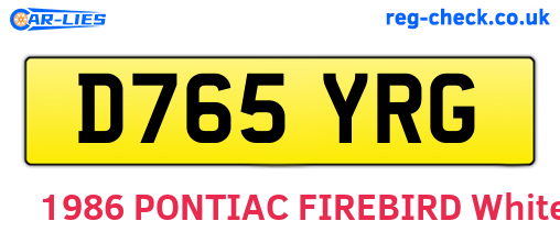 D765YRG are the vehicle registration plates.