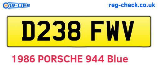 D238FWV are the vehicle registration plates.
