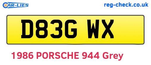 D83GWX are the vehicle registration plates.