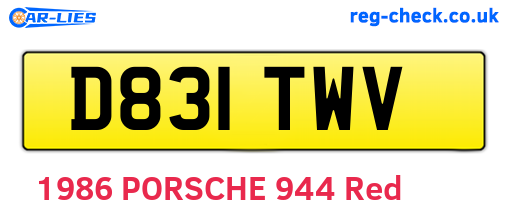 D831TWV are the vehicle registration plates.