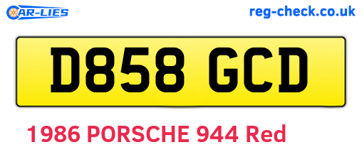 D858GCD are the vehicle registration plates.