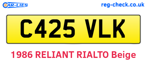 C425VLK are the vehicle registration plates.