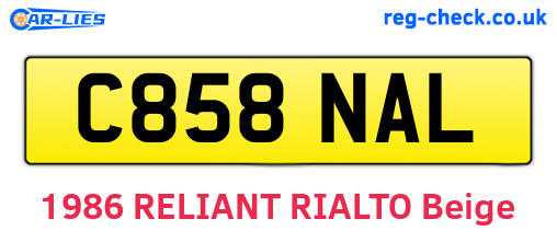 C858NAL are the vehicle registration plates.