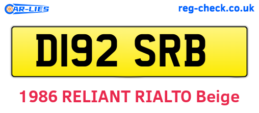 D192SRB are the vehicle registration plates.