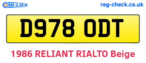 D978ODT are the vehicle registration plates.