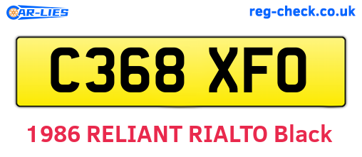 C368XFO are the vehicle registration plates.