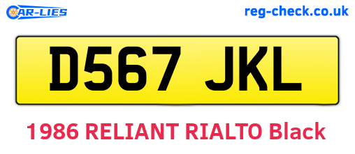 D567JKL are the vehicle registration plates.